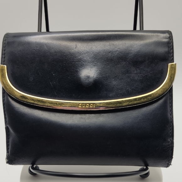 Gucci Handbags - Gucci Midnight Leather Wallet with Gold Detail, Comes‎ With COA - Vintage